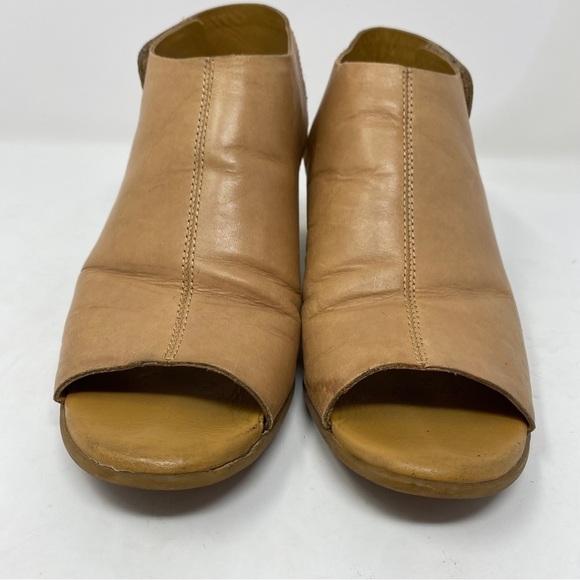 Korks by KORK-EASE Sz 9 Leather Sling Back Open Toe Shoes Tan Block Heel - Picture 6 of 12